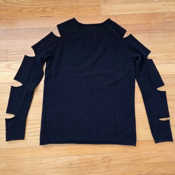 Cashmere caged arms sweater Tyrone size M Cut Out Sleeves Black - Picture 1 of 6